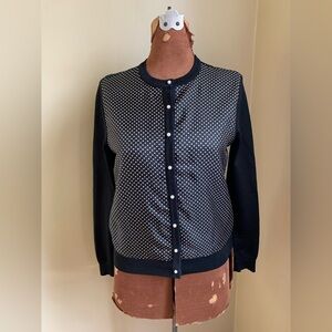 Lauren Ralph Lauren black polka dot sweater, preppy cardigan